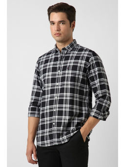 Peter England - Men Black Slim Fit Check Shirt