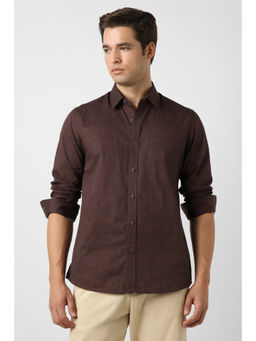 Peter England - Men Brown Slim Fit Print Shirt