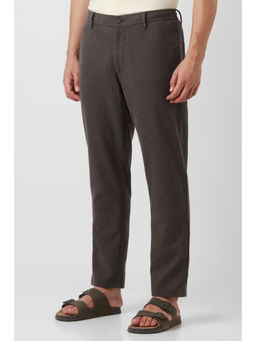 Peter England - Men Brown Solid Comfort Tapered Fit Trouser