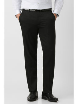 Peter England - Men Black Solid Trouser