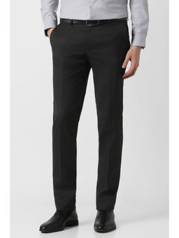 Peter England - Men Black Textured Trouser