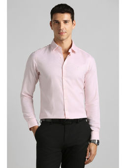 Simon Carter - Men Light Pink Textured Full Sleeves Formal Shirt