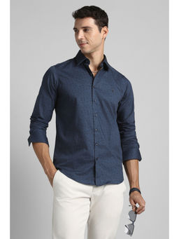 Simon Carter - Men Navy Blue Print Full Sleeves Casual Shirt