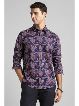 Simon Carter - Men Navy Blue Print Full Sleeves Casual Shirt