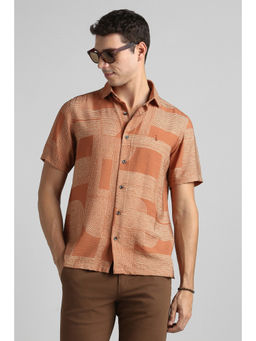Simon Carter - Men Orange Print Half Sleeves Casual Shirt