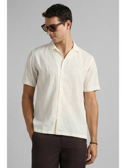 Simon Carter - Men Beige Embroidered Half Sleeves Casual Shirt