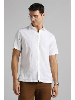 Simon Carter - Men White Embroidered Half Sleeves Casual Shirt