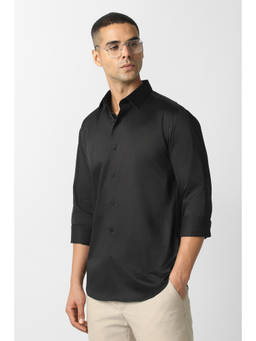 Van Heusen - Men Black Solid Full Sleeves Shirt