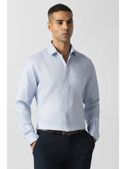 Van Heusen - Men Light Blue Textured Full Sleeves Formal Shirt