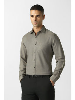 Van Heusen - Men Grey Textured Full Sleeves Formal Shirt