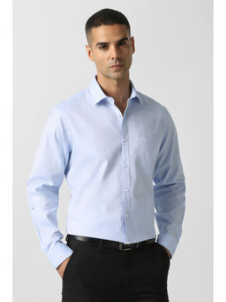 Van Heusen - Men Light Blue Textured Full Sleeves Formal Shirt