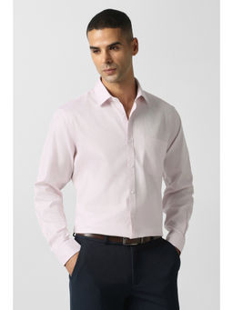 Van Heusen - Men Pink Textured Full Sleeves Formal Shirt