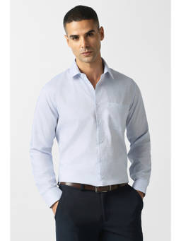 Van Heusen - Men Light Blue Check Full Sleeves Formal Shirt