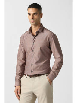 Van Heusen - Men Brown Stripe Full Sleeves Formal Shirt