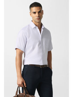 Van Heusen - Men Lavender Textured Half Sleeves Formal Shirt