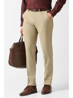 Van Heusen - Men Beige Solid Trouser