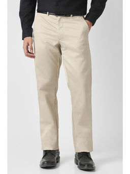 Van Heusen - Men Beige Solid Trouser