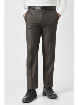 Van Heusen - Men Brown Solid Trouser