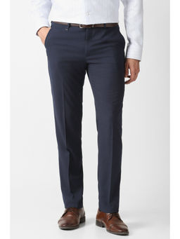 Van Heusen - Men Navy Blue Solid Trouser
