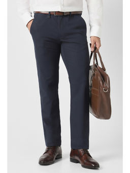 Van Heusen - Men Navy Blue Solid Trouser