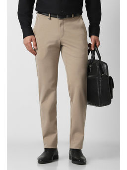 Van Heusen - Men Beige Solid Trouser