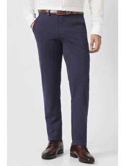 Van Heusen - Men Navy Blue Solid Trouser