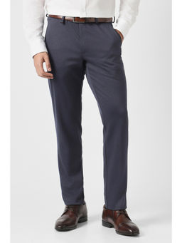 Van Heusen - Men Navy Blue Solid Trouser