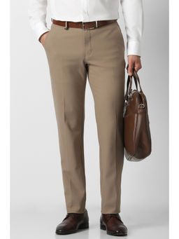 Van Heusen - Men Beige Solid Trouser