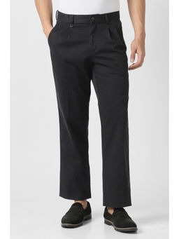 Van Heusen - Men Black Solid Trouser