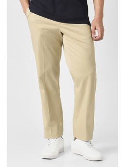 Van Heusen - Men Beige Solid Trouser