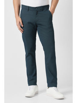 Van Heusen - Men Navy Blue Textured Trouser