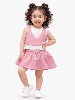 Bloom Up - Pink Solid Top and Skirt