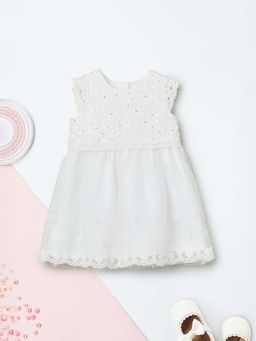 max - White Self Design Regular Dress