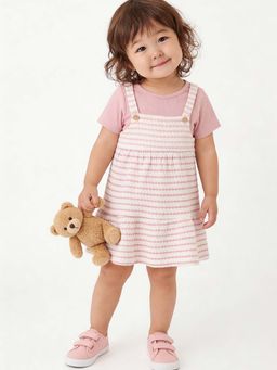 max - Pink Stripes Regular Dress and T-Shirt