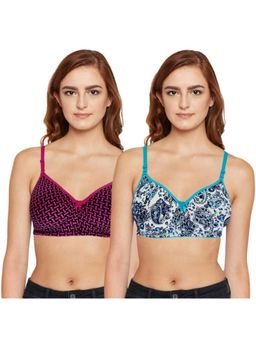 Bodycare - Seamless Padded Polymide Womens Printed Bra Pack of 2 - Multi-color