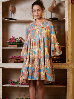 CINCIN Fashion - Multi-Color Printed Mini Boxy Dress