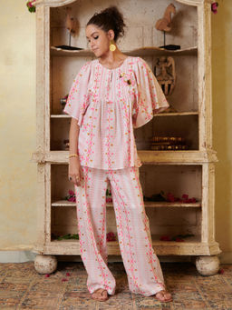 CINCIN Fashion - Pink Woven Co-Ord (Set of 2)