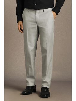 Louis Philippe - Men Grey Textured Straight Formal Trouser