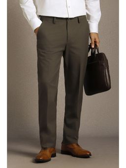 Louis Philippe - Men Brown Solid Slim Formal Trouser