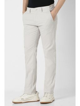 Peter England - Men Grey Solid Slim Casual Trouser
