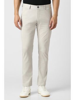 Peter England - Men White Solid Slim Fit Casual Trouser