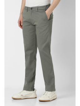 Peter England - Men Grey Solid Straight Fit Casual Trouser