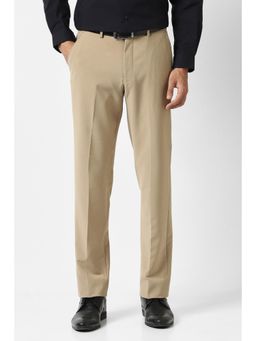Van Heusen - Men Beige Solid Straight Trouser