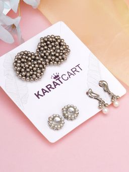 Karatcart - Set of 3 Handcrafted Kundan Earrings Combo for Women