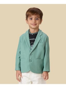 Kids Island - Full Sleeves Blazer with Graphic printed T-Shirt - Green