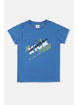 Allen Solly - Boys Blue Printed Crew Neck T-Shirt