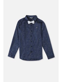 Allen Solly - Boys Navy Printed Party Shirt with Bow