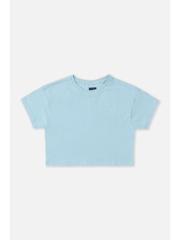 Allen Solly - Girls Light Blue Solid Casual T-Shirt