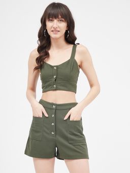 Kibo - Olive Polyester Shorts