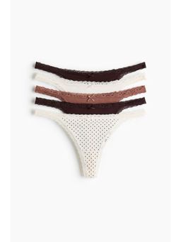 H&M - Women Brown 5-Pack Cotton Tanga Thong Briefs